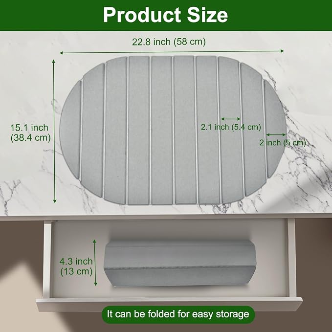 Stone Drying Mat for Kitchen Counter: 24"×16" Collapsible Stone Dish Drying Mat - Image 8