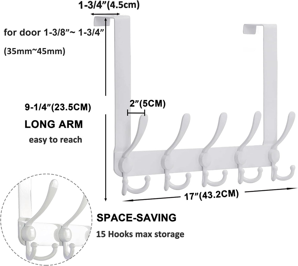 Dseap Over The Door Hook Hanger - Fits 1 3/8" to 1 3/4" Standard Do...