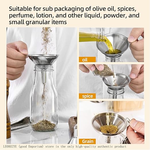 3 Pcs Stainless Steel Kitchen Funnel Made of Food-Grade Stainless Steel That - Image 2