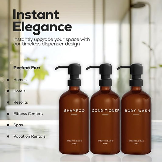 Amber Shampoo and Conditioner Dispenser Set by Brighter Barns - Image 2