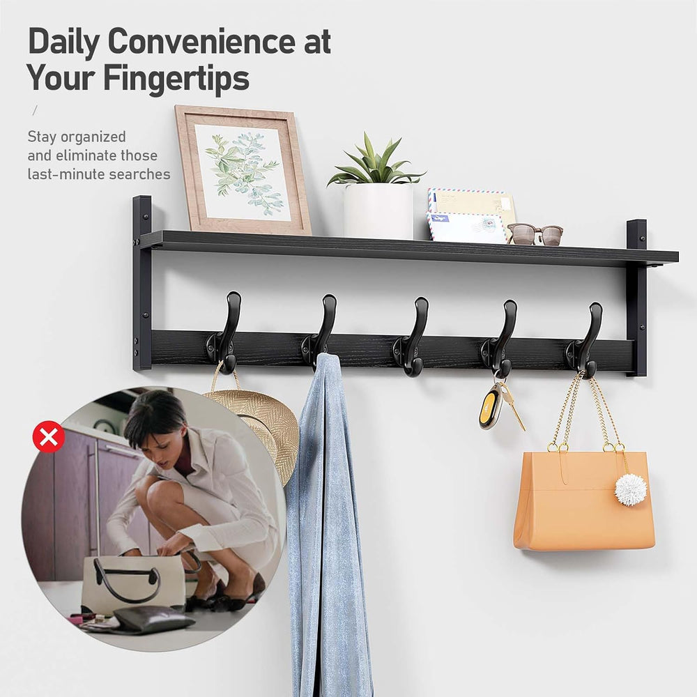 Tatub 29" Rustic Coat Rack Wall Mount with Shelf, Entryway Wall Hooks wi...