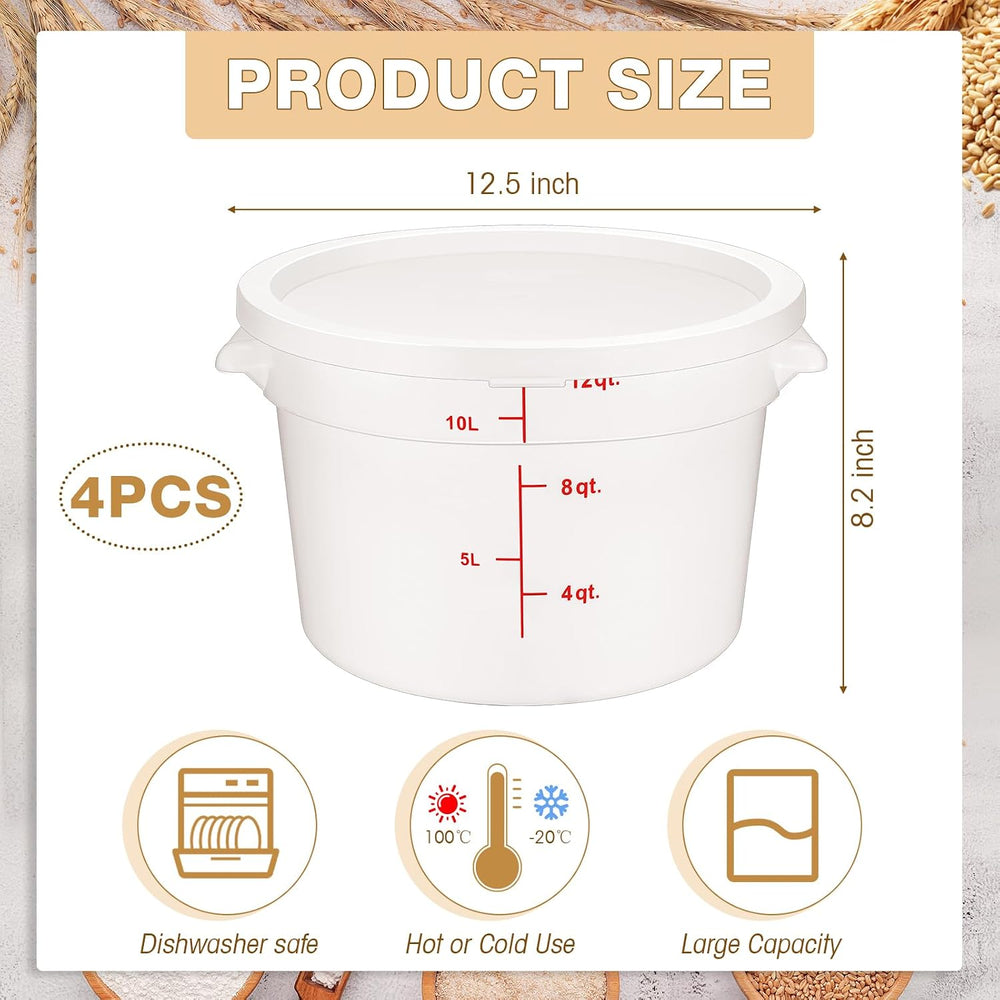 Hushee 4 Pcs Commercial Food Storage Containers