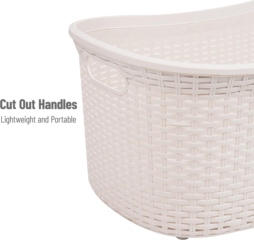 Mind Reader 40L Laundry Basket, Clothes Hamper, Premium Wicker Design, Plasti...