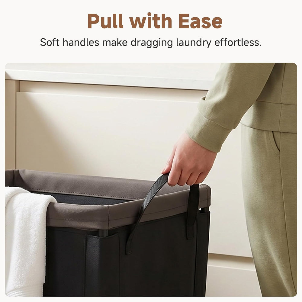 StorageWorks Basic Laundry Hamper with Wheels, 310L Large Black Basket Cart