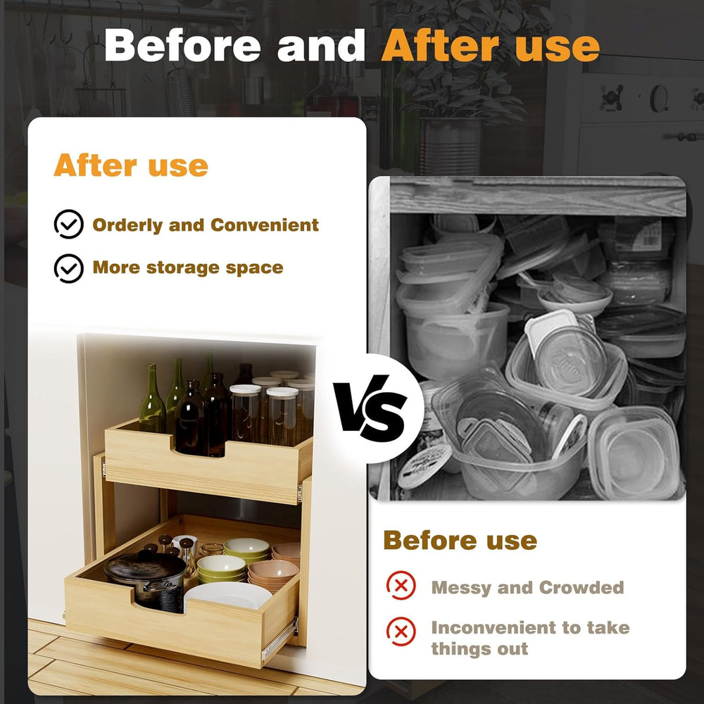 Pull Out Cabinet Organizer, 23''W×21''D Sliding Drawers for C...