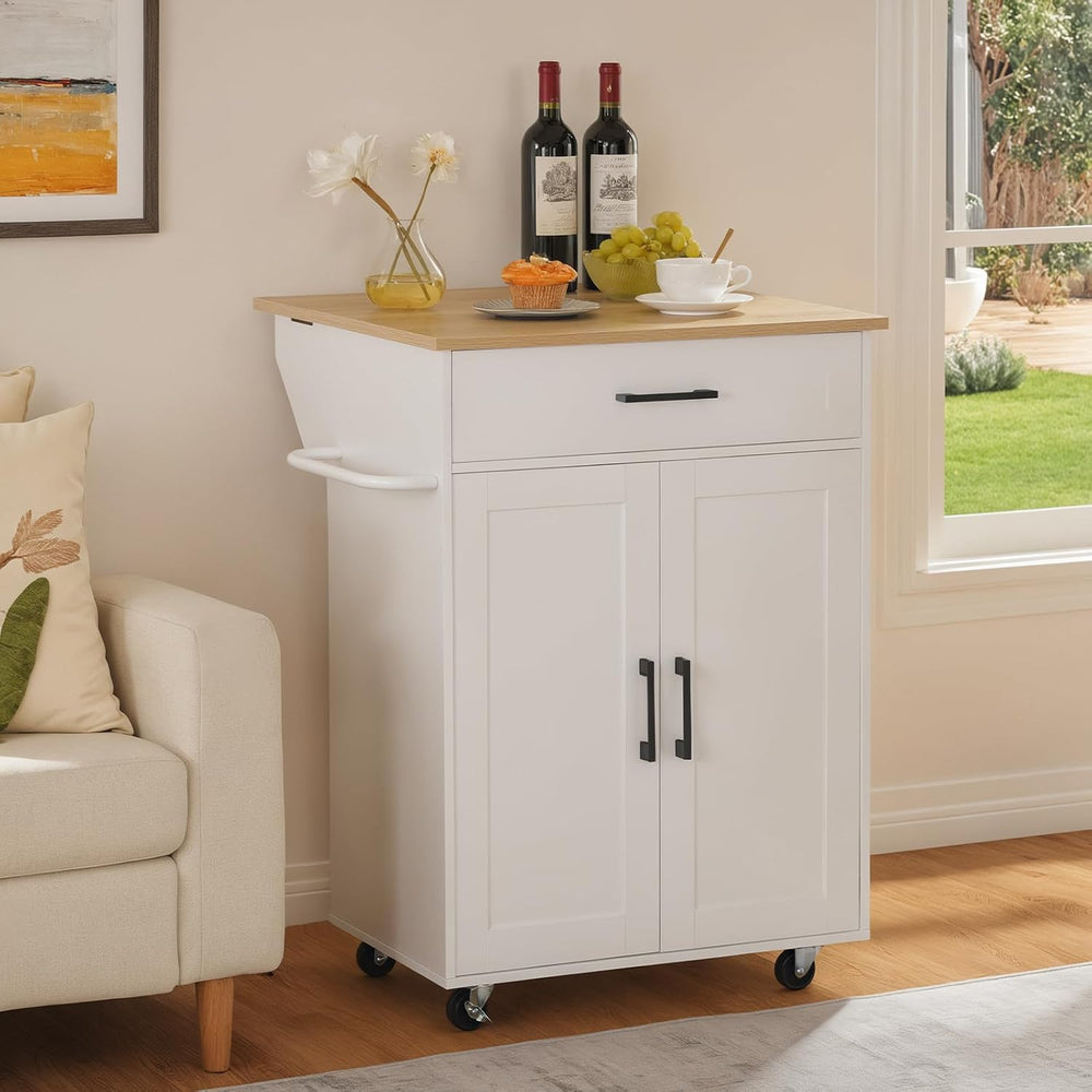 MAHANCRIS Kitchen Island on Wheels with Drop Leaf, Folding Countertop Kitchen...