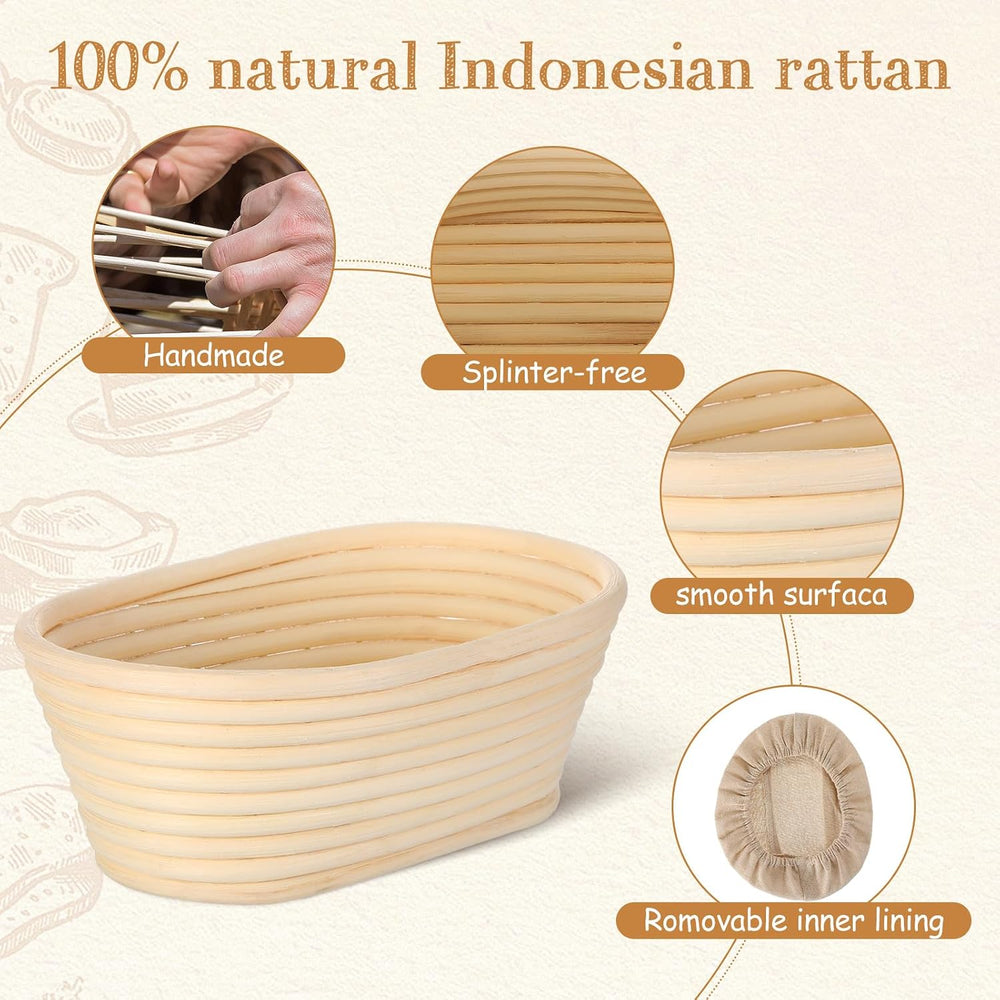 Gejoy 8 Pack Oval Banneton Bread Proofing Basket Sourdough Bowl 8 Inch