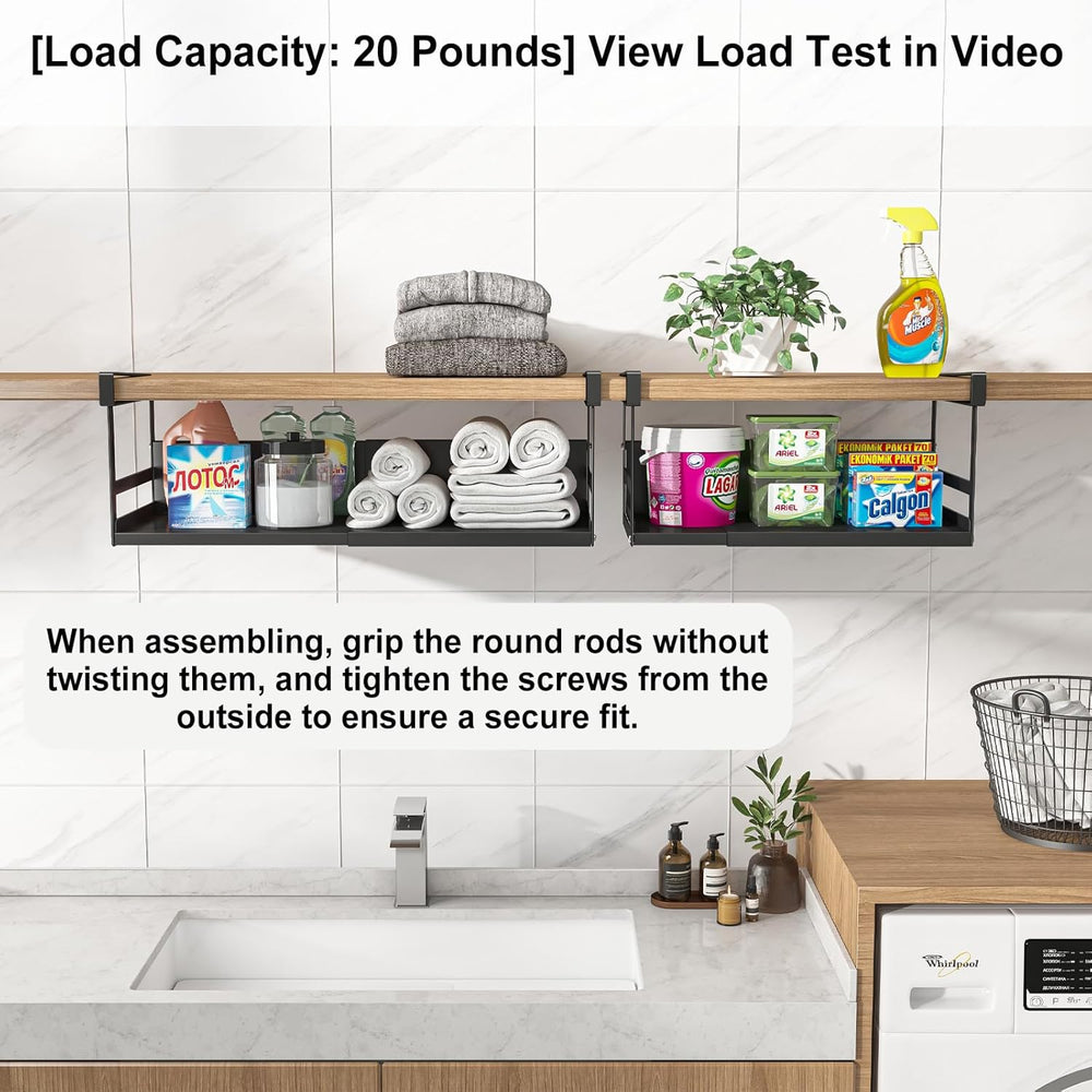 Expandable Under Cabinet Shelf Organizer with 0.94-Inch Thick Clips, Heavy Du...