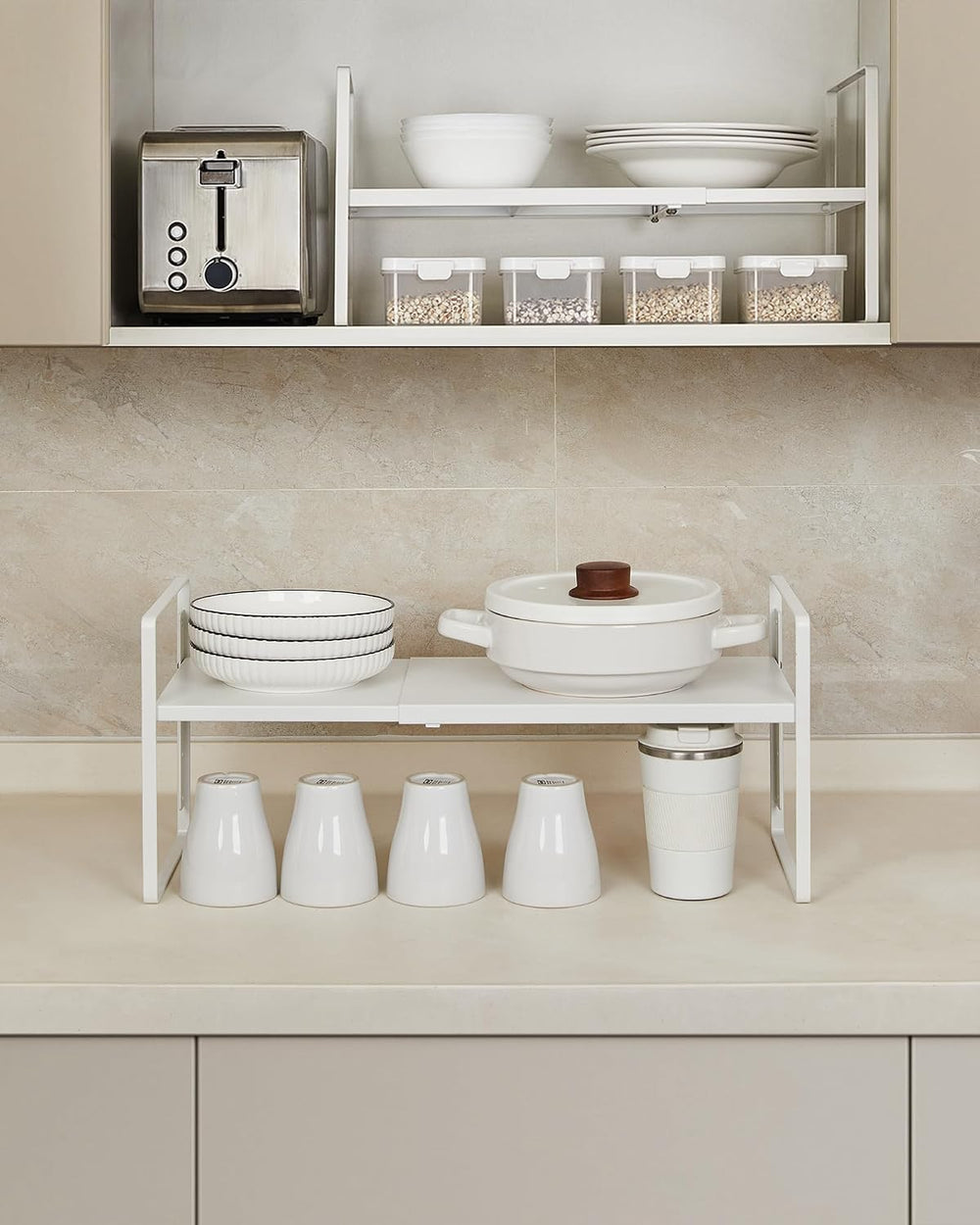 Nxconsu Kitchen Cabinet Shelf Organizers, Countertop Riser, 10.5" 2 Pack