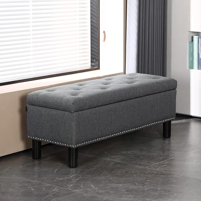 Furnimart 42.5 Inch Storage Ottoman Bench, Flip Top End of Bed Storage Bench - Image 9