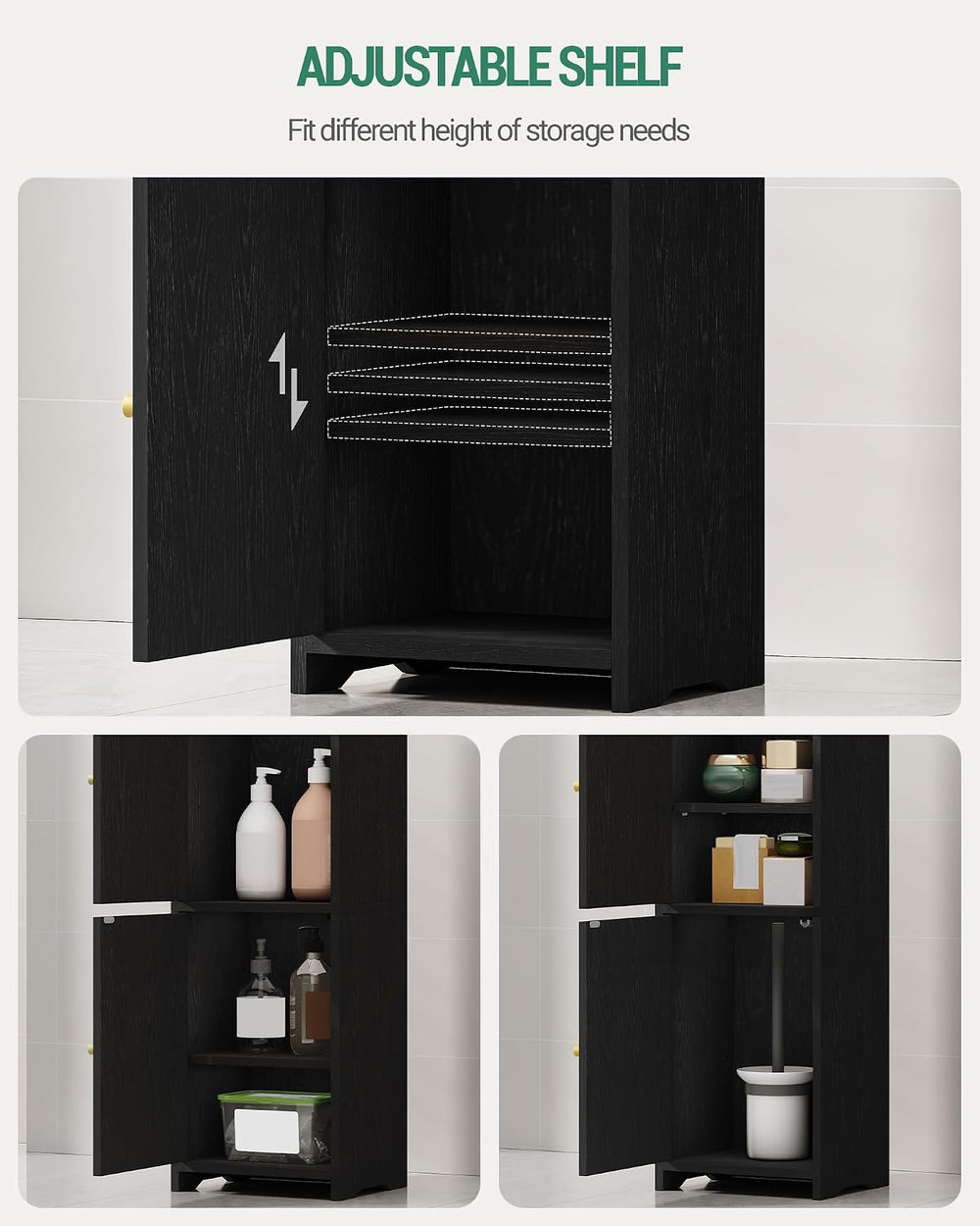 Hzuaneri Bathroom Storage Cabinet, Small Corner Floor Cabinet with 2 Doors