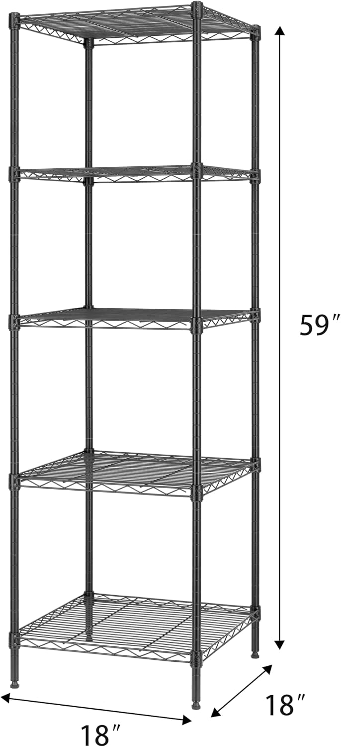 Finnhomy Heavy Duty 5 Tier Wire Shelving Unit, 18x18x59-inches 5 Shelves Stor...