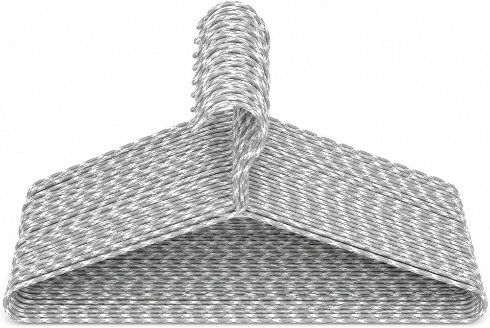 Clothes Hangers 30 Pack – Space Saving Fabric & Metal Hangers, Non-Slip P...
