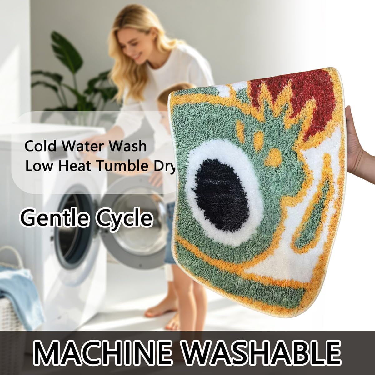 Fish Bathroom Rug, Non-Slip Absorbent Japanese Koi Shape Bath Mat, Soft Microfiber Machine Washable Rug for Shower Tub Floor 15.7" x 47.2"