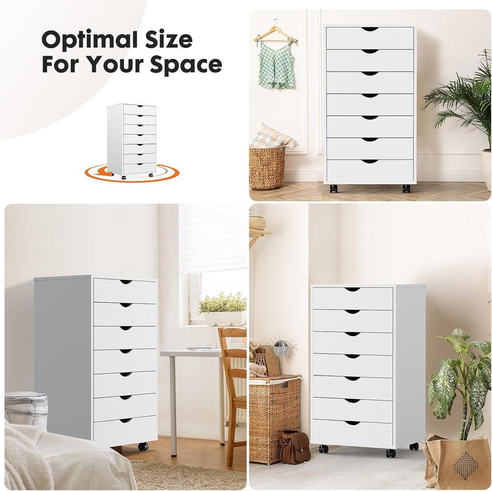 OLIXIS 7 Drawer File Cabinet on Wheels, Printer Stand