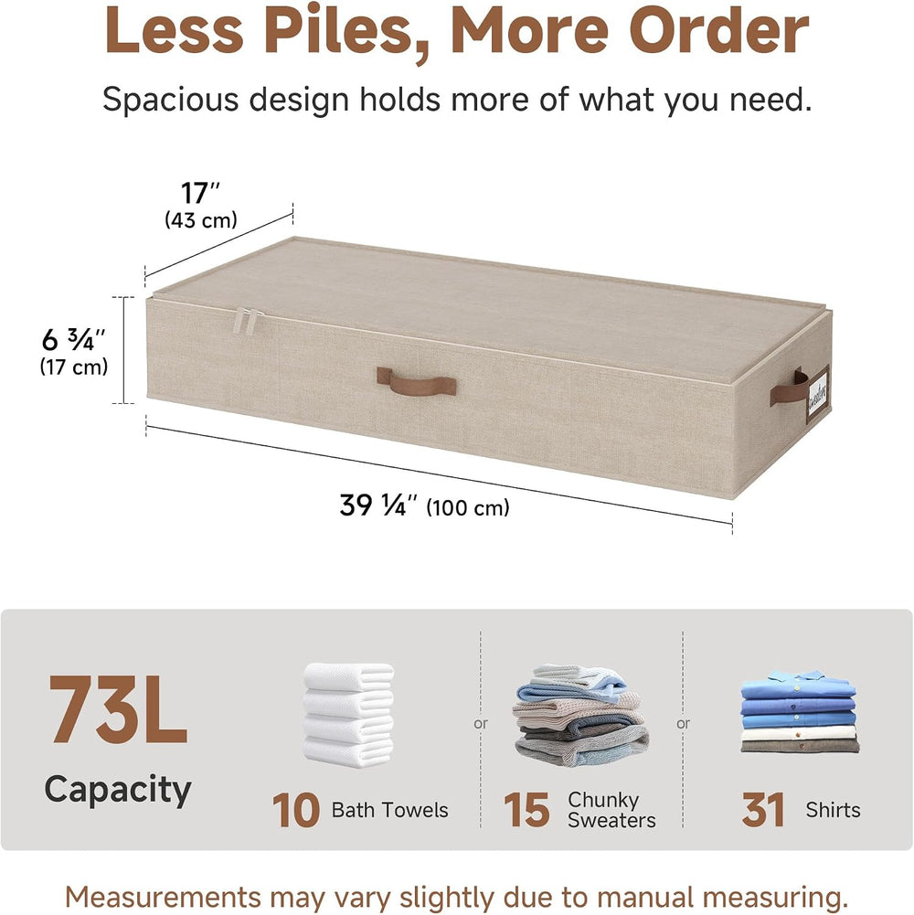 StorageWorks 7 Inch Low Profile Under Bed Clothes Storage Bins with Lids