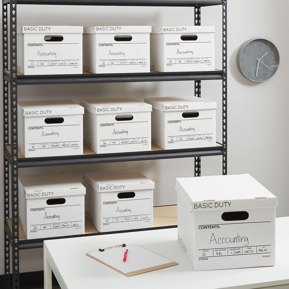STAPLES Storage & Filing Box, Basic-Duty with Handles & Removeable Li...