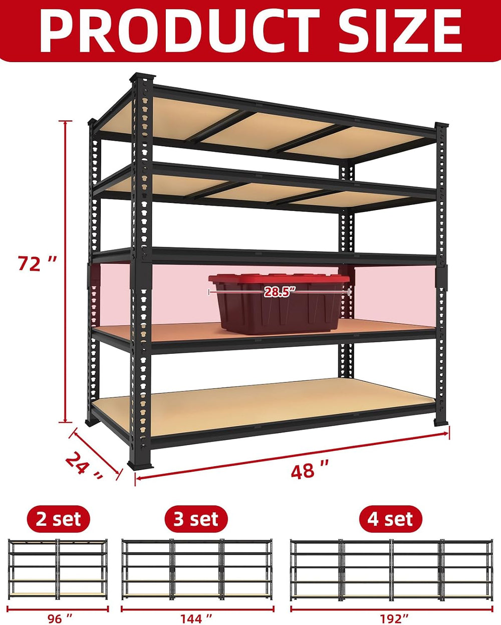 PrimeZone 3250 LBS Heavy Duty Garage Storage Shelves Adjustable Shelf, 4PCS