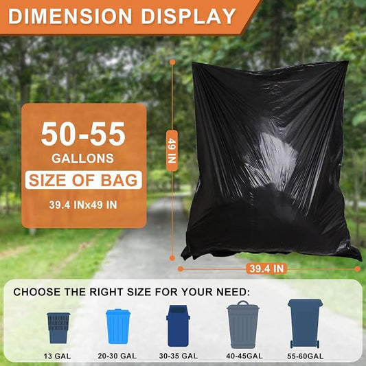 50-55 Gallon Black Trash Bags 120 Count - Image 2