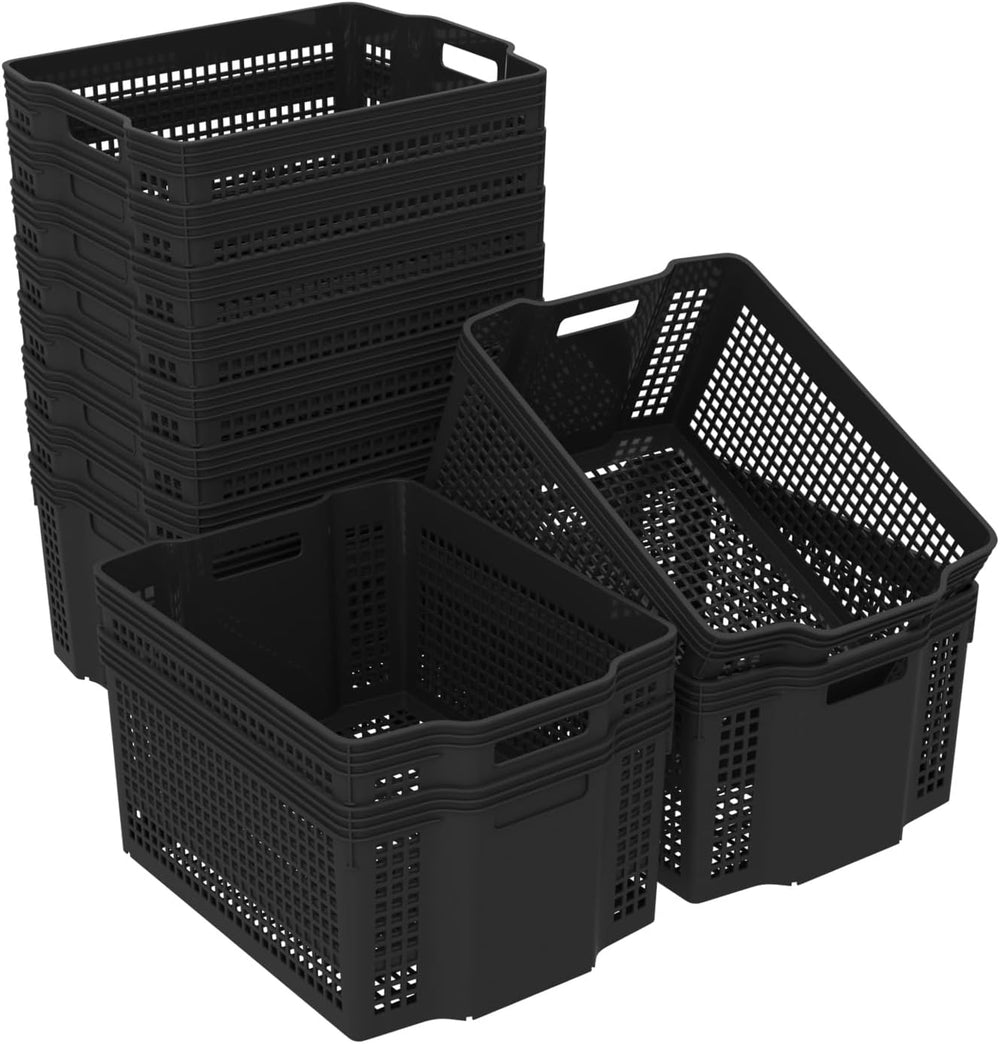 Stackable Woven Basket, Pantry Storage Bins, 12 Pack Baskets Set