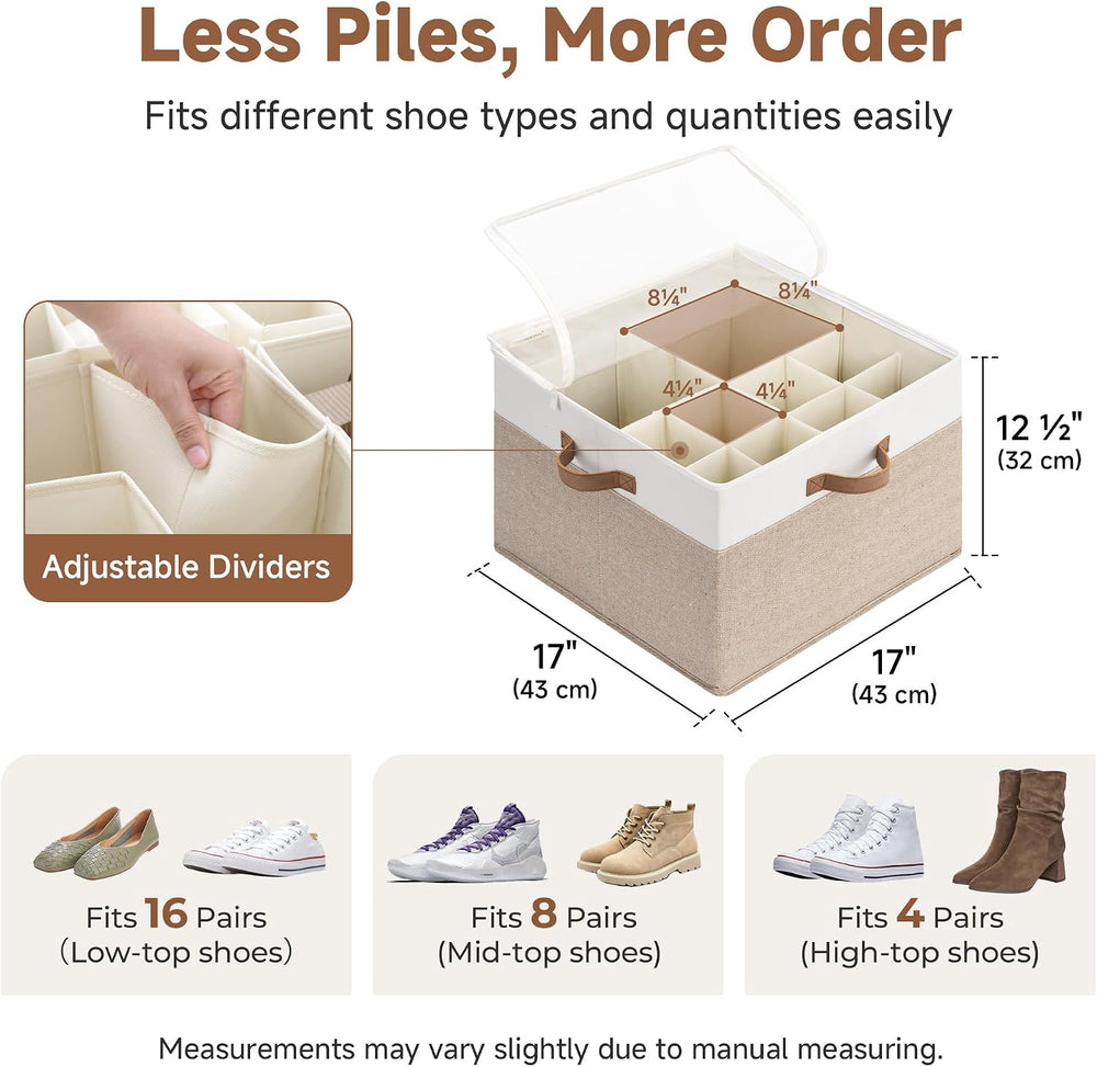 StorageWorks 2-Pack 32-Pair Closet Shoe Storage Organizer, Brown and White