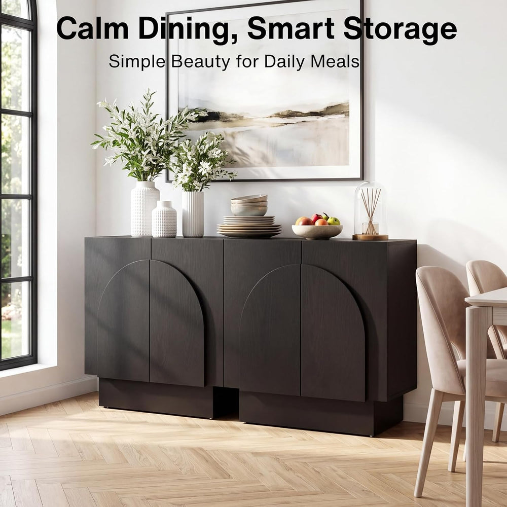 Ya-Home Black Sideboard Buffet Cabinets with Storage, Modern Buffet Coffee Ba...