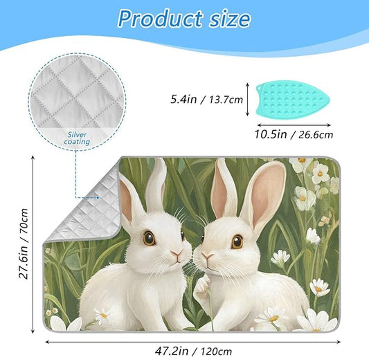 Green Easter Bunny Daisy 01 Ironing Mat - Image 2