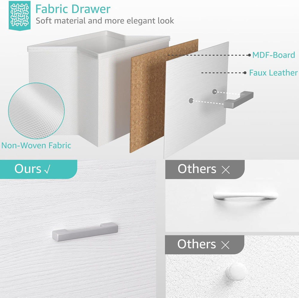 BOLUO Stackable Storage Drawers Closet Organizers and Storage Fabric White 2 ...