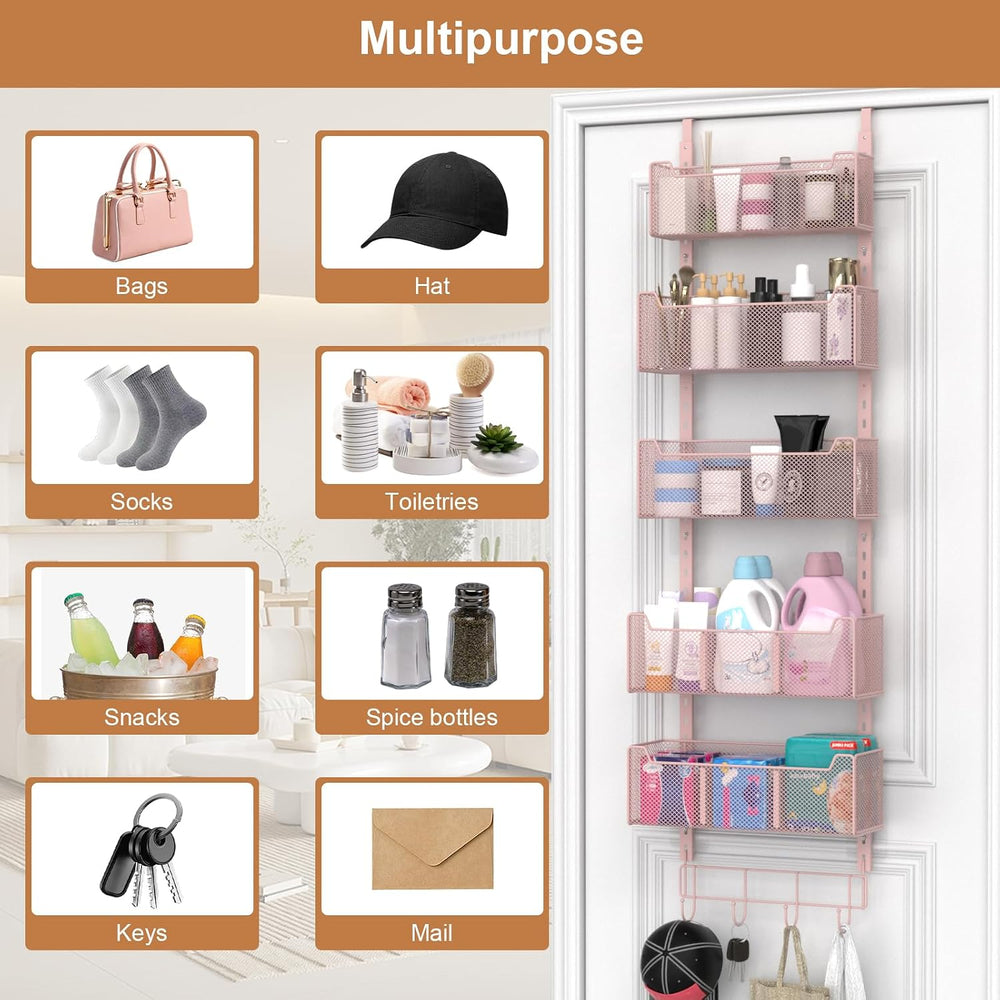 VyGrow Over The Door Organizer, Metal Door Organizer Hanging with 5 Adjustabl...