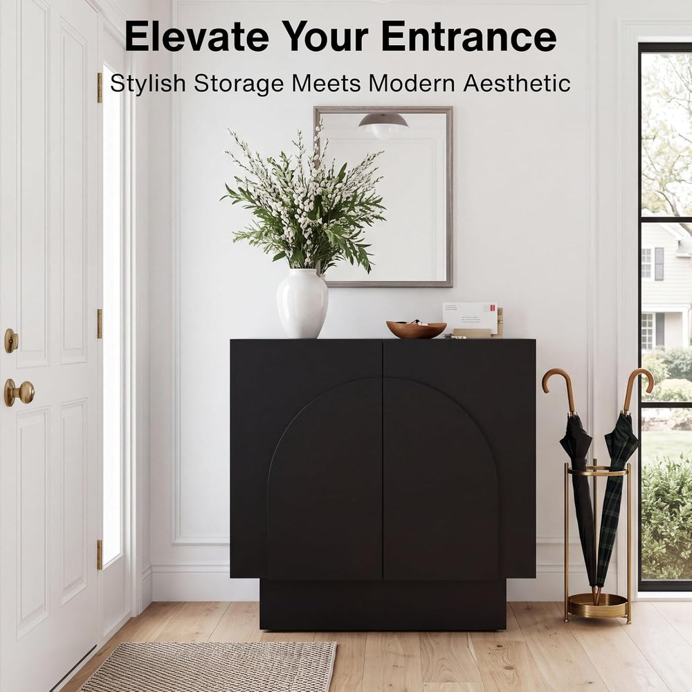 Ya-Home Black Sideboard Buffet Cabinets with Storage, Modern Buffet Coffee Ba...