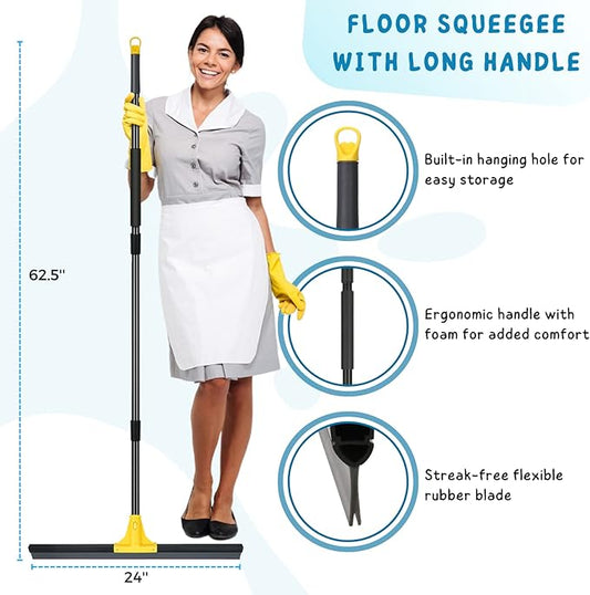 Floor Squeegee for Concrete and Tile Cleaning, Large Heavy Duty Water Scraper - Image 2