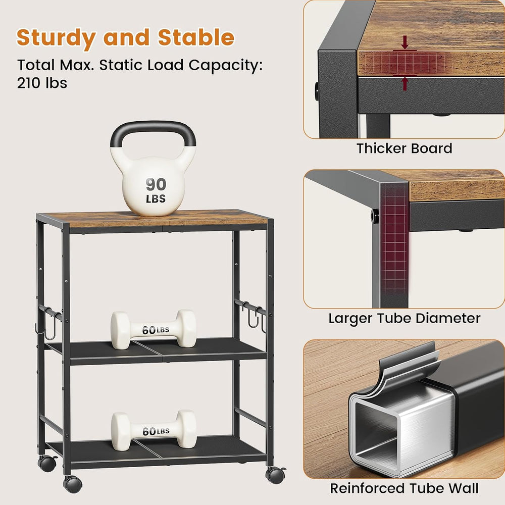 3-Tier Microwave Stand, Kitchen Microwave Cart with Adjustable Shelf