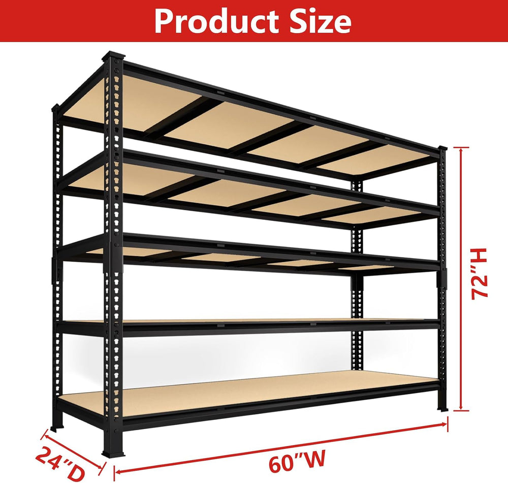 PrimeZone 60" W X 24" D X 72" H Heavy Duty Garage Storage Shel...