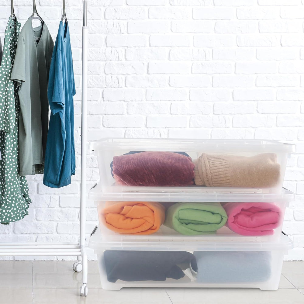 Gloreen 3-Packs Plastic Underbed Storage Bins with Lids, 40 Quart