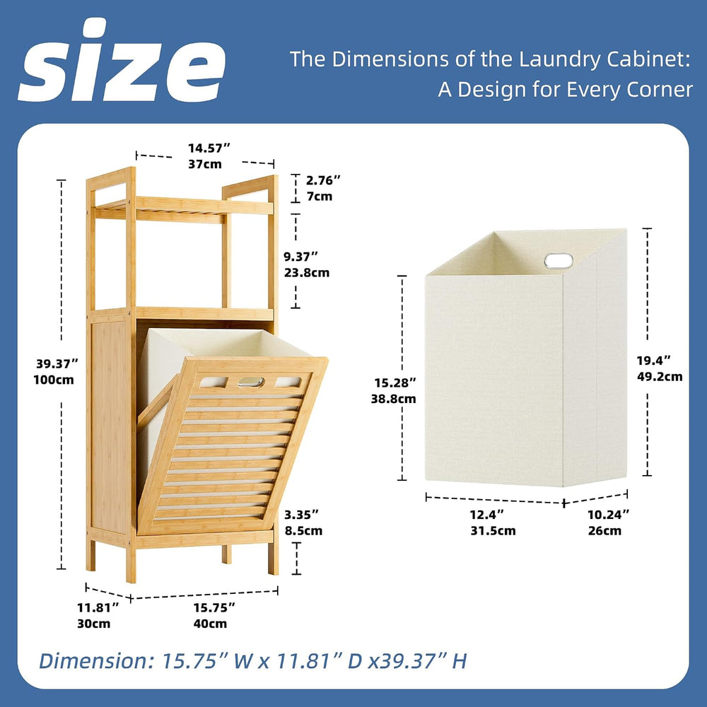 HITNET Tilt Out Laundry Hamper, Bamboo Laundry Basket with Foldable Bag and 2...