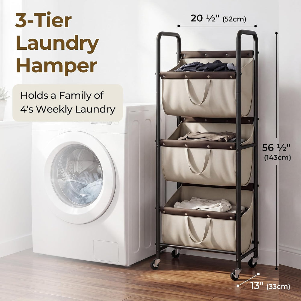 GRANNY SAYS 3 Tiered Laundry Sorter, Narrow Hamper Cart with Wheels