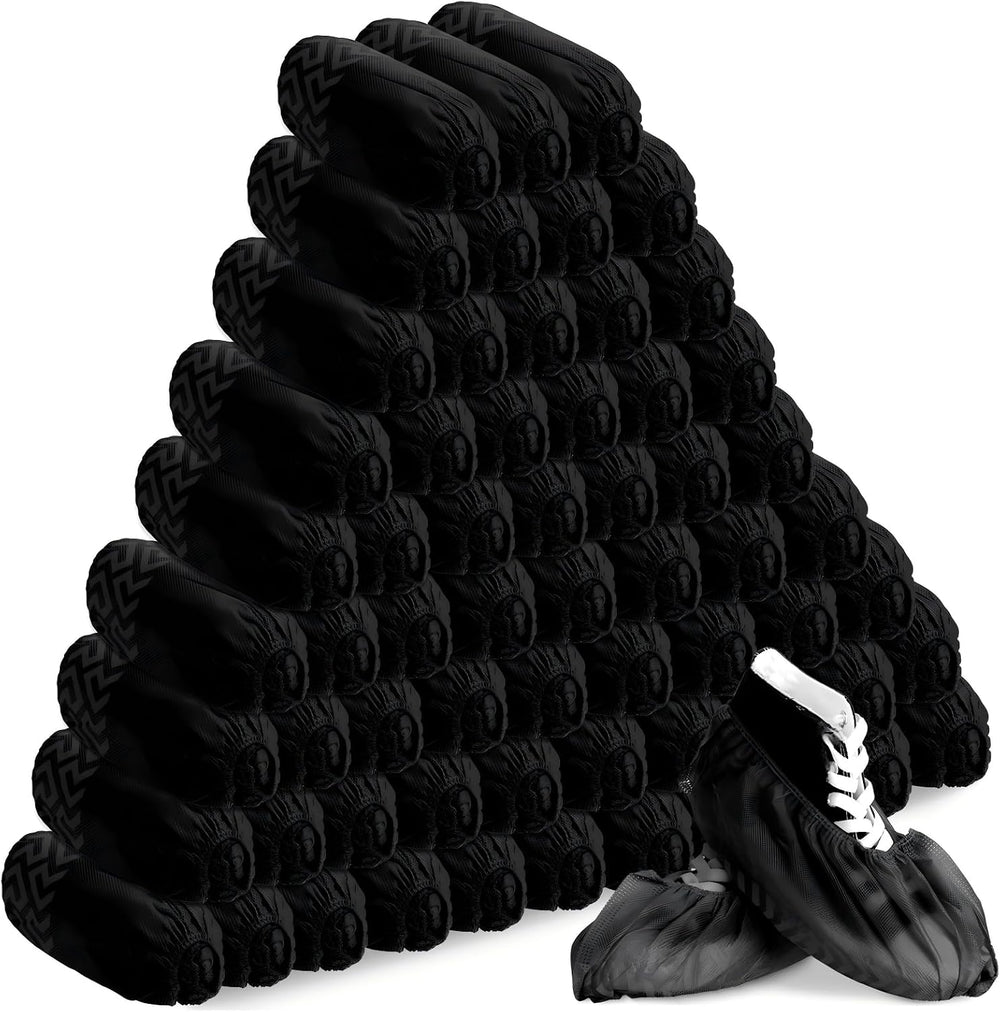 600 Packs Disposable Boot Shoe Covers Non Slip, Black