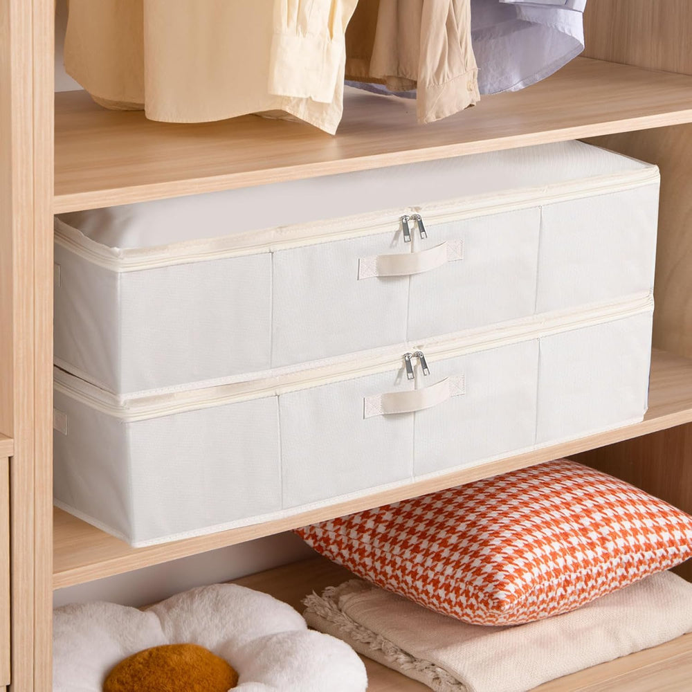 Underbed Storage Organizers,Beige,2 Pack,31.5x15.7x5.9 Inch