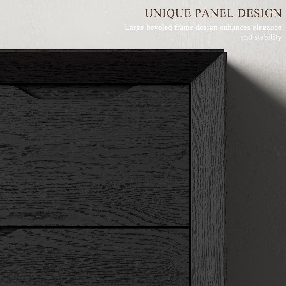 YANSNWO Black 6 Drawer Dresser for Bedroom, 47.4" Tall Chest of Drawers