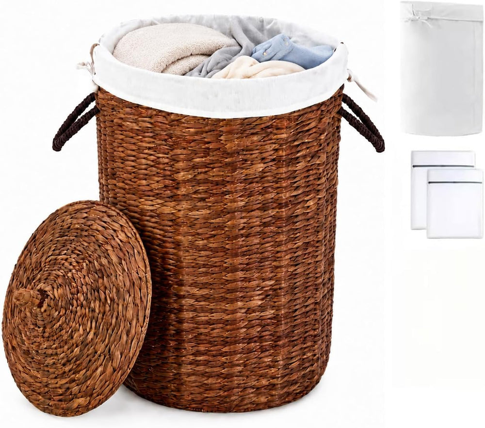 Handwoven Wicker Laundry Basket with Handles 90L (Espresso)