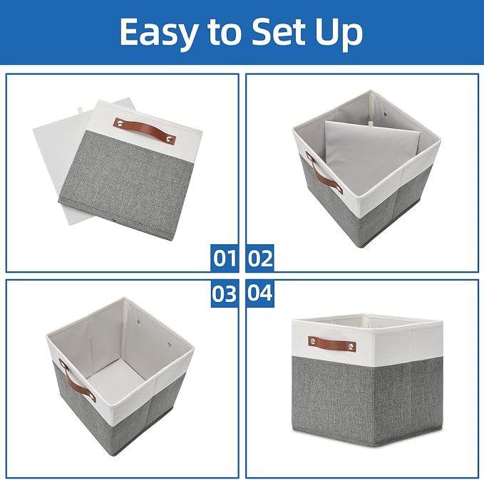 Temary Cube Storage Bins 4 Pack Storage Cubes 11×11 Fabric Storage Bins - Image 7