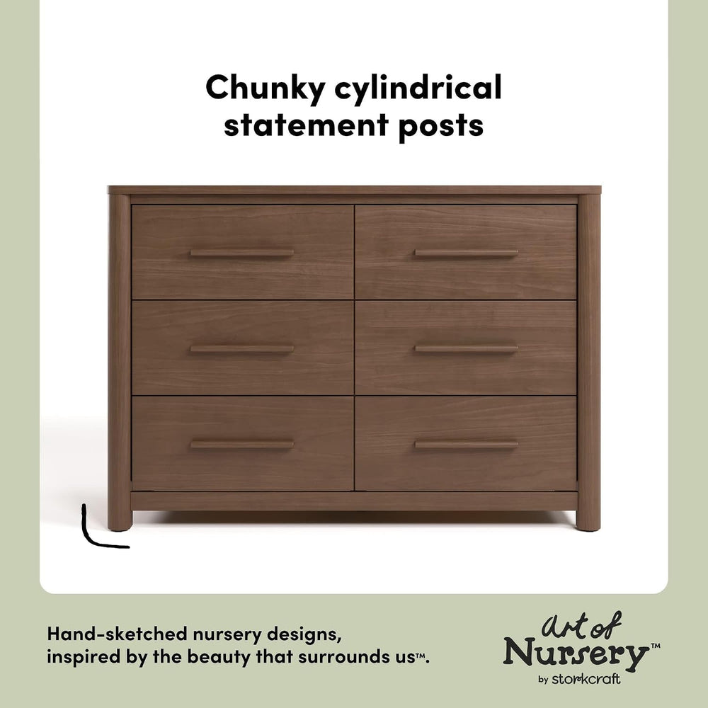Storkcraft Malta 6 Drawer Dresser, Hazelnut