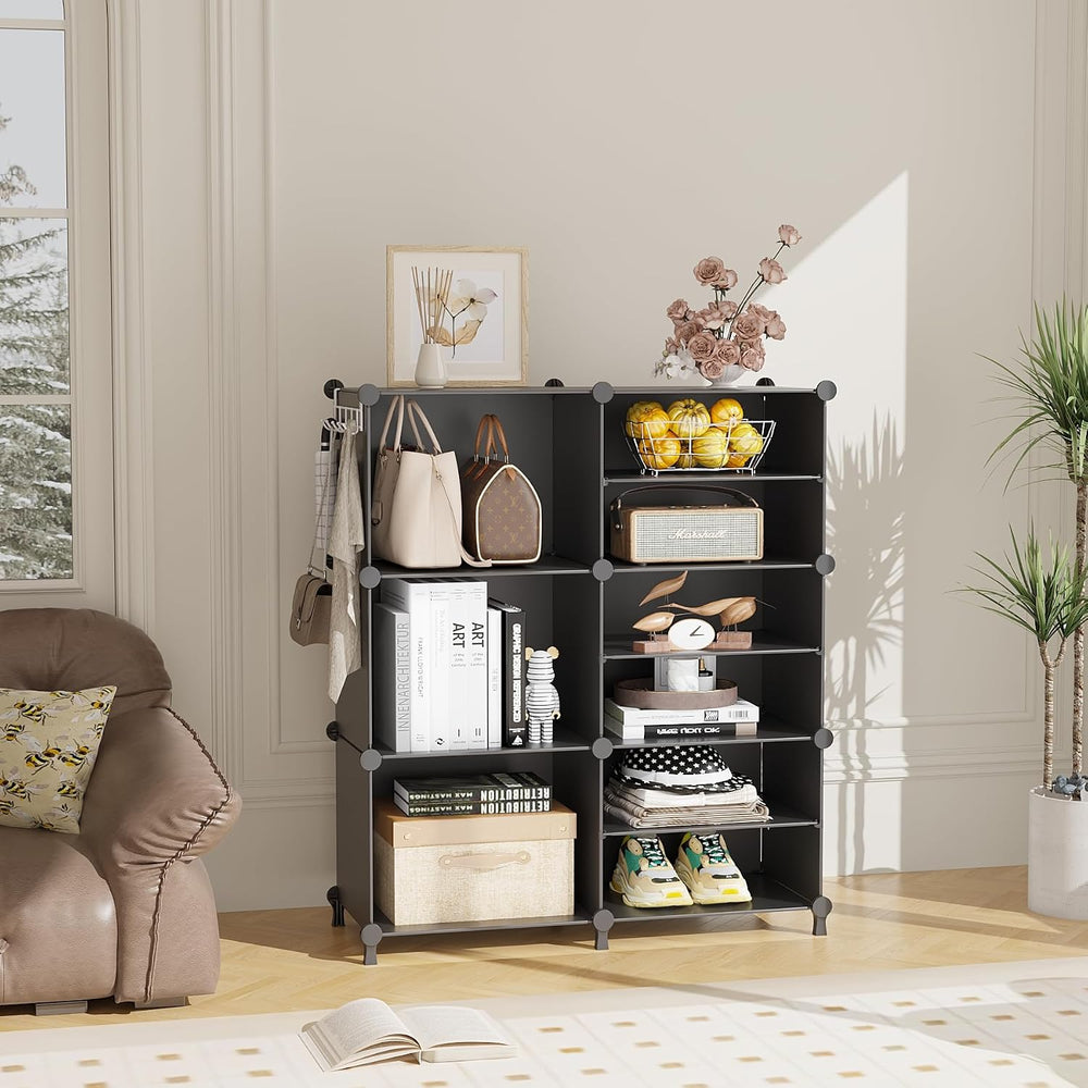 AWTATOS 6 Cube Closet Organizer Storage Shelves, Black
