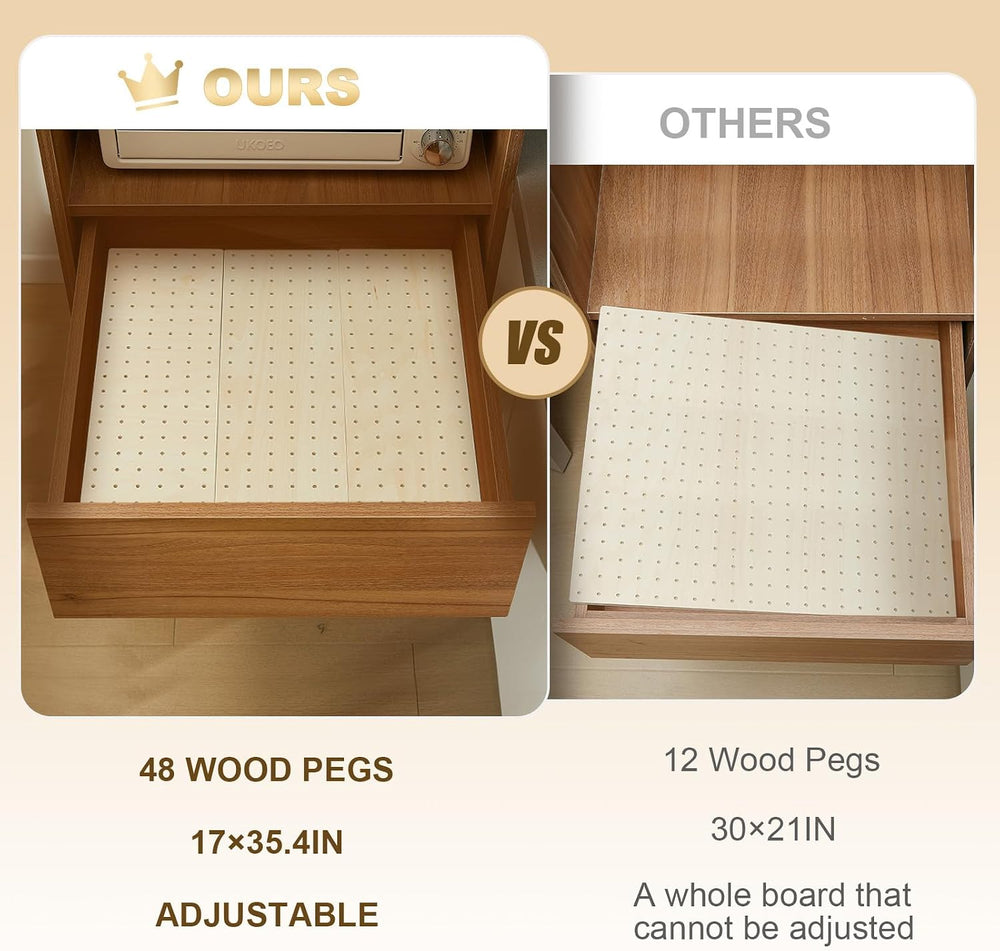 Kigley 6 Pcs Wood Pegboard Drawer Organizer,Wood Color,17x5.91,Pine