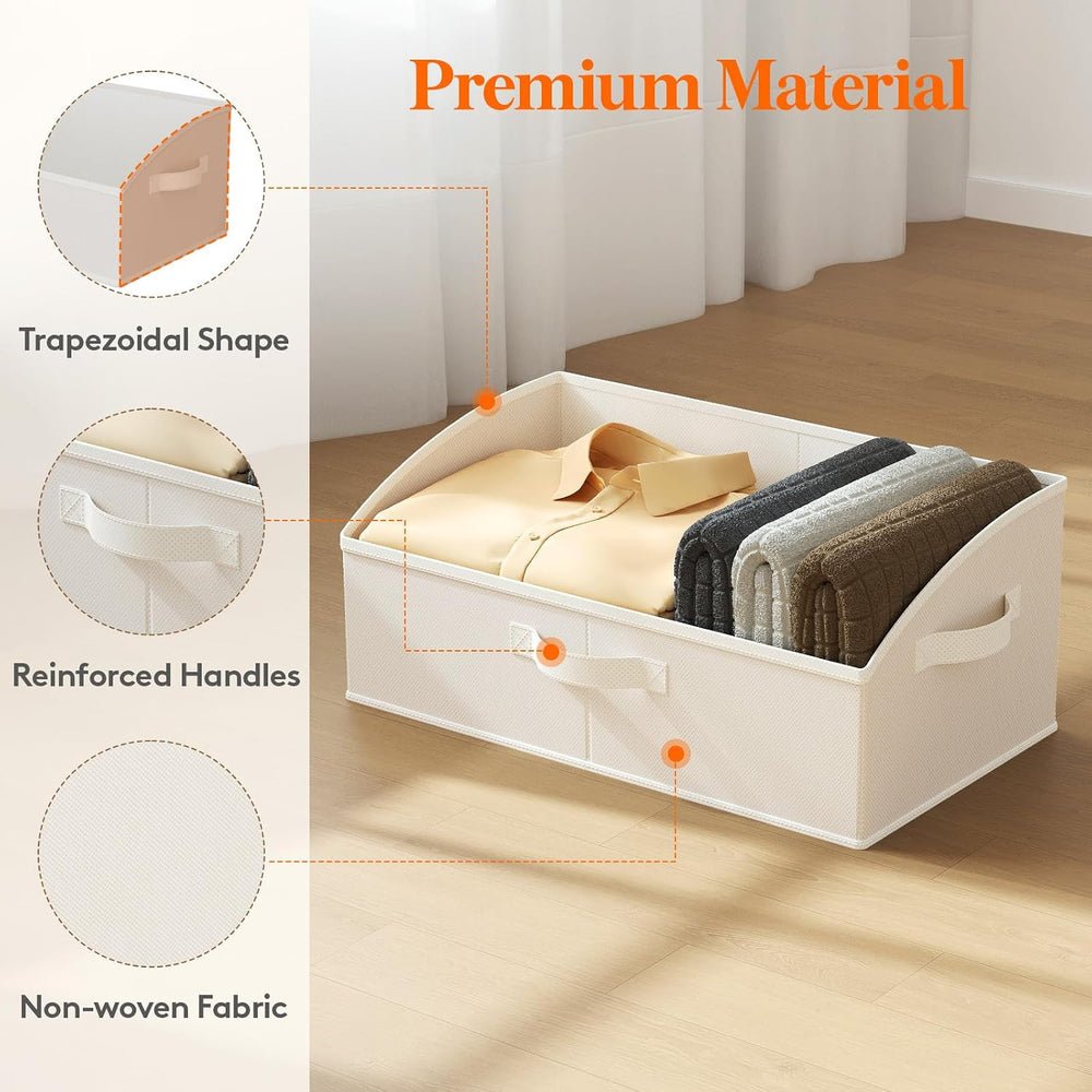 Lifewit Trapezoid Closet Storage Bin for Shelf, 6 Packs 23L, White