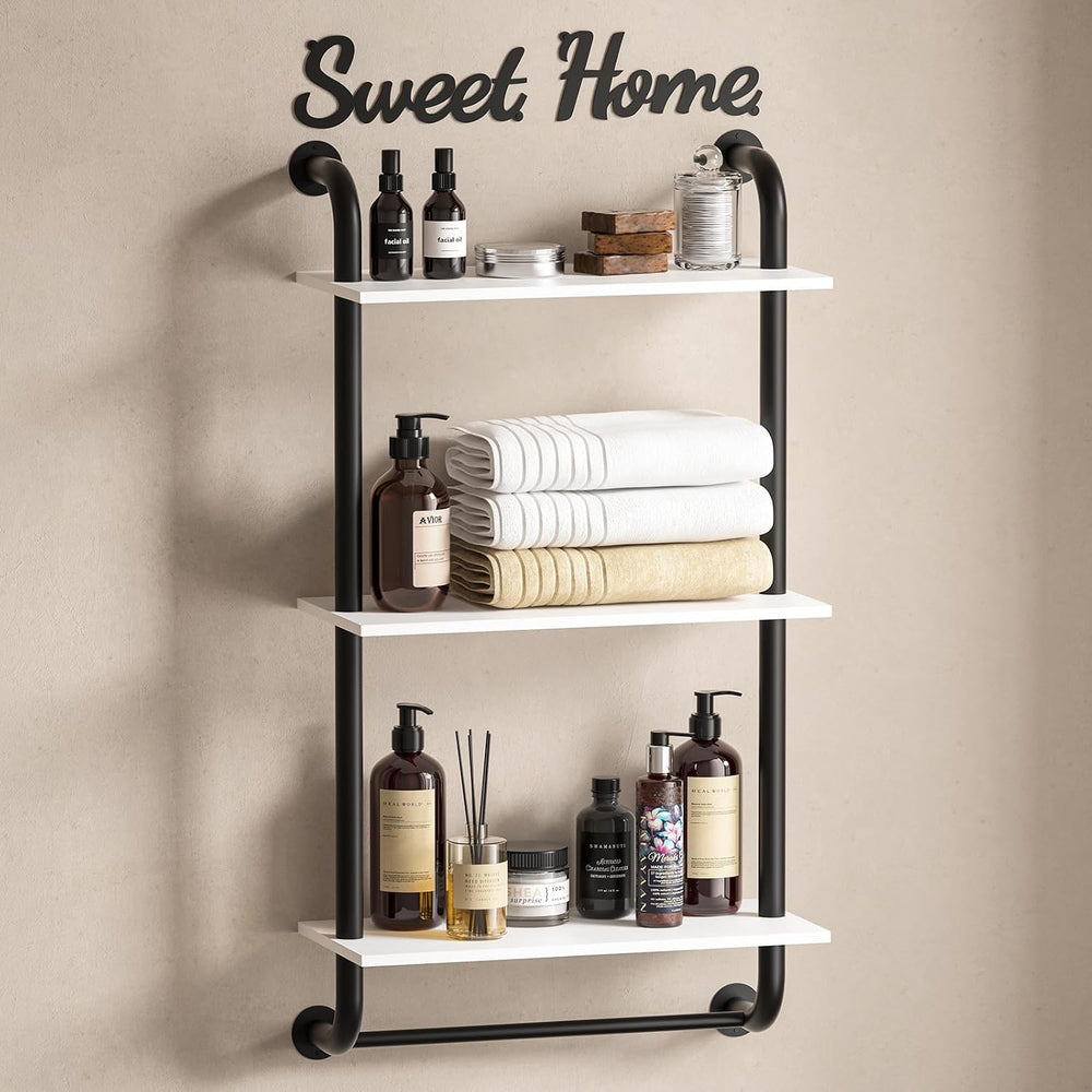 Tinpin 3 Tier Wall Shelves Over Toilet Rustic Industrial Floating Shelf