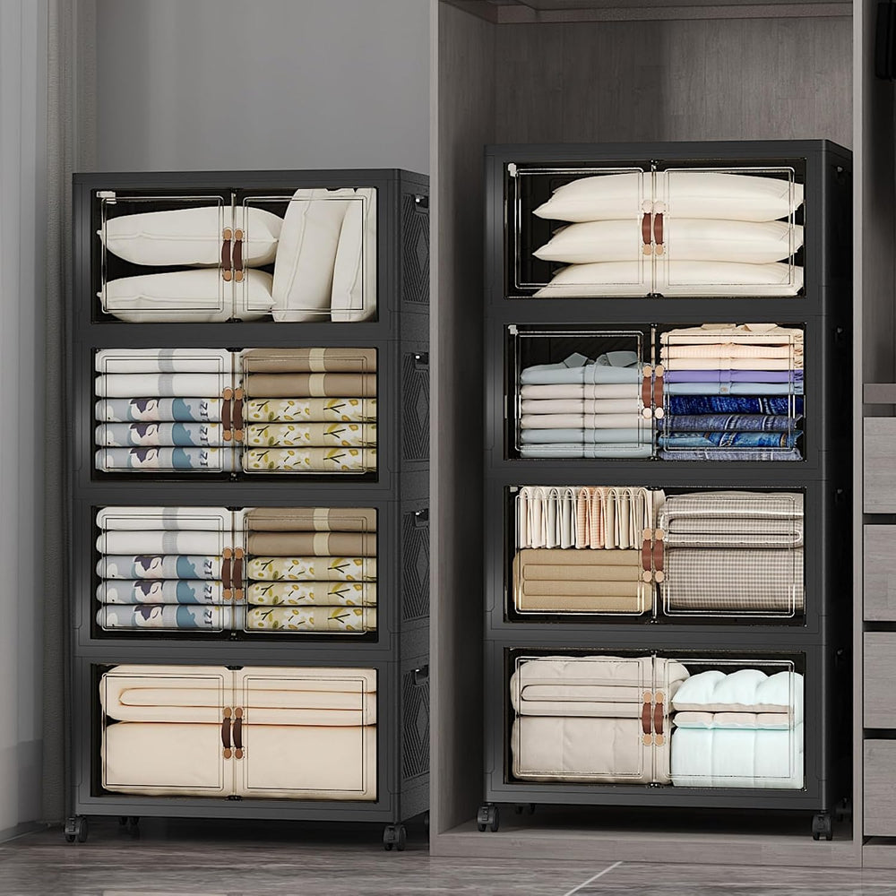 UAMFURI Stackable Storage Bins, 1440QT Collapsible Drawers with 2 Lids