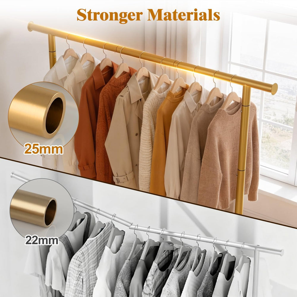 EAGMAK Sturdy Clothing Racks with Shelf, Metal Clothes Rack with Leveling Fee...