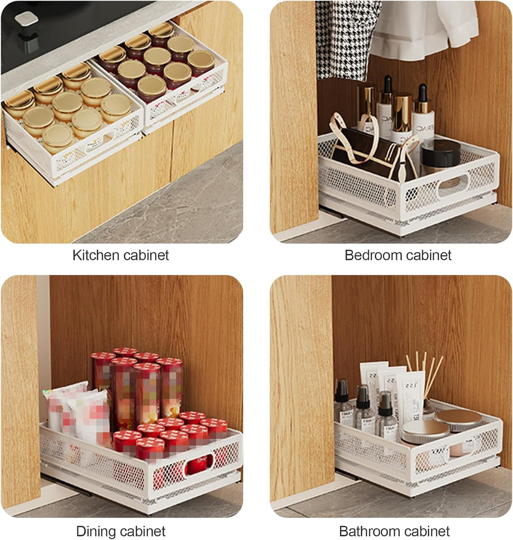 Pull Out Cabinet Organizer, Slide Out Drawers Fixed with Adhesive Nano Film, ...
