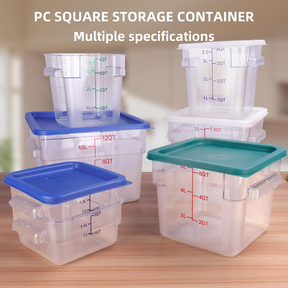 2 Pack Square Food Storage Container With Lid, 2-6 Quart Commercial Storage B...